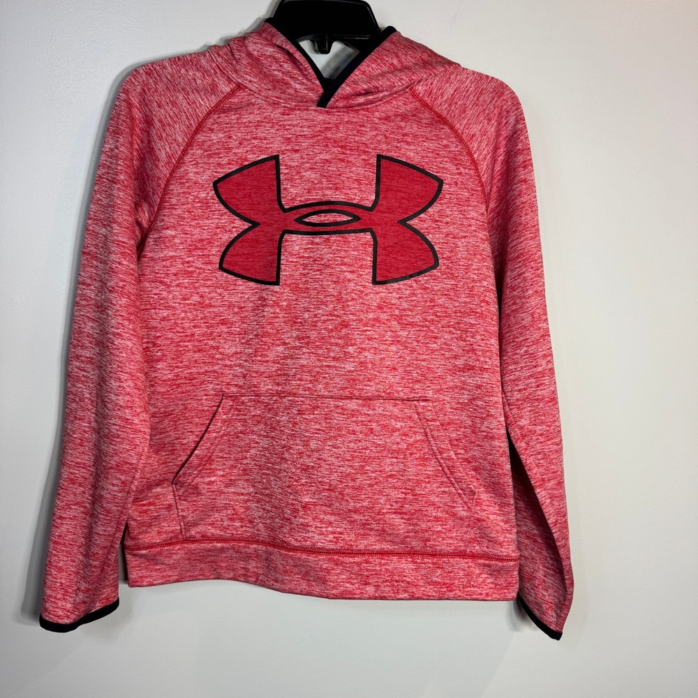 Under Armour Hoodie‎ Boys Large Red Pullover Athletic Performance Sweatshirt